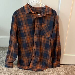 Men's Casual Plaid Shirt - Navy and Rust